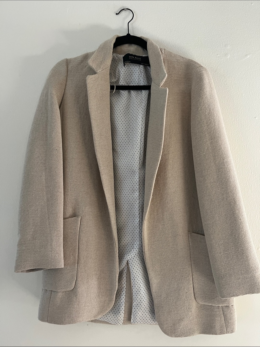 Zara Beige Textured Blazer Jacket